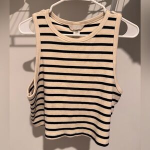 H&M Striped Sleeveless Crop Tank Top - Black & Cream